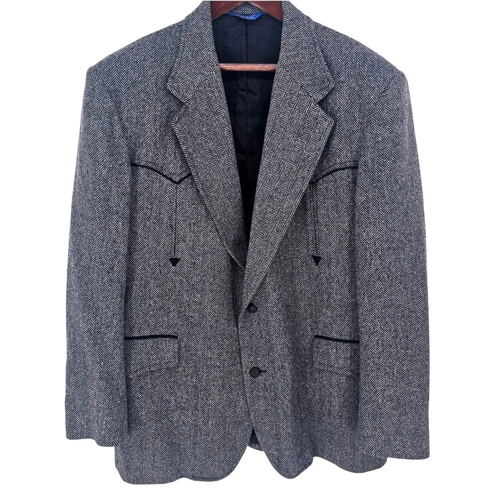 Pendleton Men's 46L Brushpopper Western Herringbone Virgin Wool Blazer USA Made